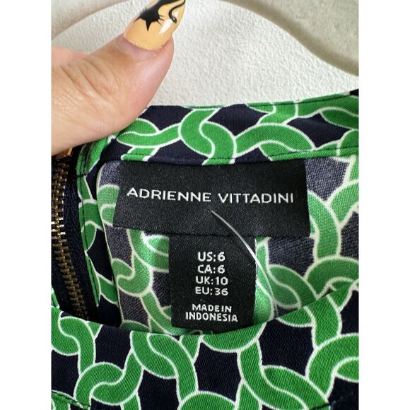 Adrienne Vittadini Kelly Green Chainlink Shift Preppy Old Money Classy Dress 6 - Picture 2 of 5